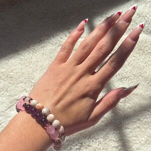 Crystal Bracelet Bundle – Rose Quartz, Garnet, Rhodonite, Pink Opal, Quartz